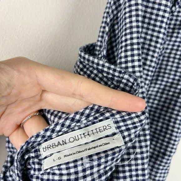 Urban Outfitters Navy White Gingham Linen Gianna Halter Top - Picture 4 of 6